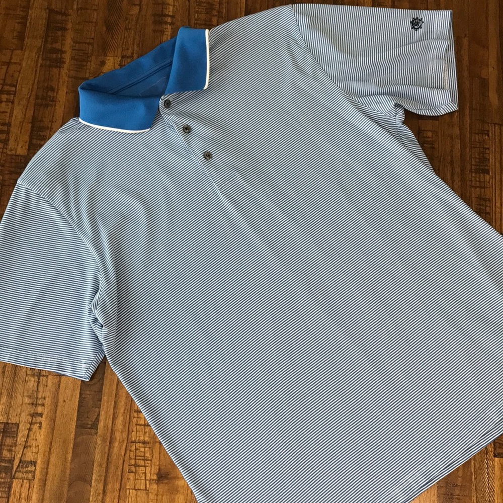 Ben Hogan golf Men’s Large blue&white striped polo